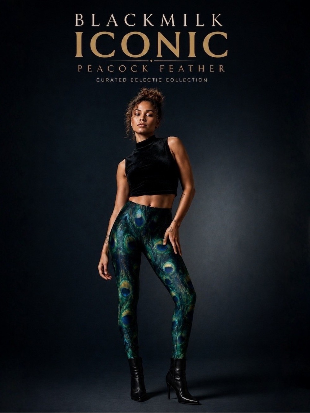 BlackMilk Iconic Peacock Feather Leggings Size M | Discontinued